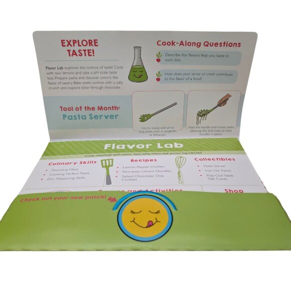 Raddish Kids Flavor Lab Pasta Server Green Silver Silicon Steel Recipes Patch - Picture 3 of 13